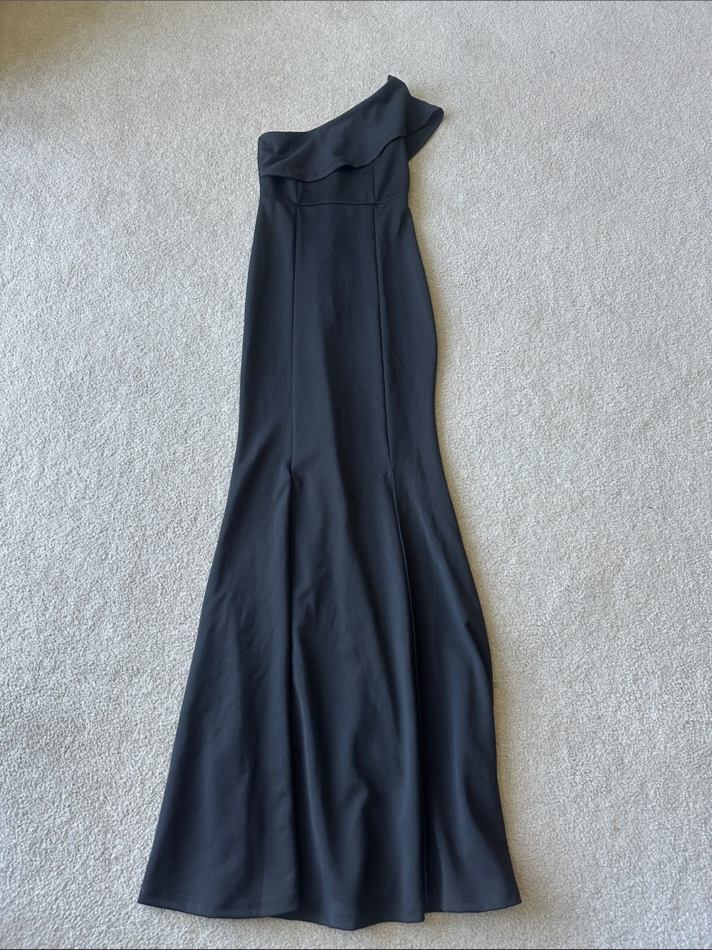 Black One-Shoulder Mermaid Evening Gown Side Slit Formal Dress